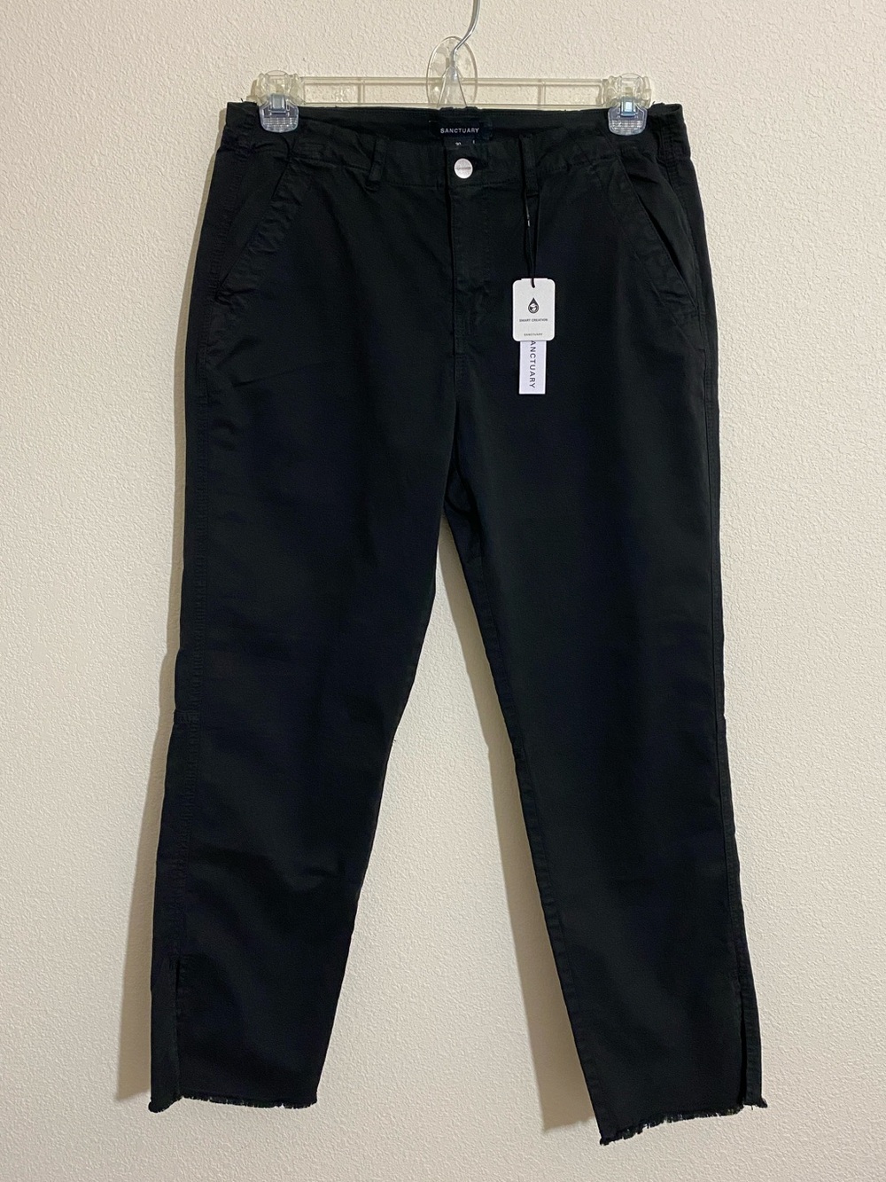 SANCTUARY Cropped Cotton Pants w Side-slit & Frayed Bottom Women's Size 30